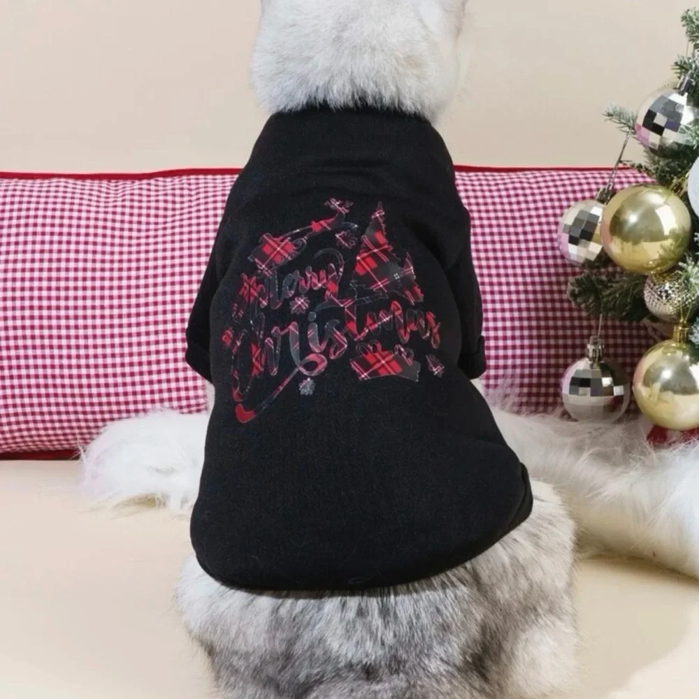 Merry Christmas graphic cat/dog sweater M